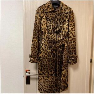 RARE GORGEOUS LEOPARD 100% SILK TRENCH COAT BY DOLCE AND GABBANA 36 XS